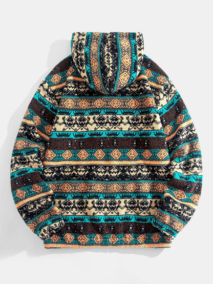 ALVARDE Ethnic Geometric Teddy Hoodie