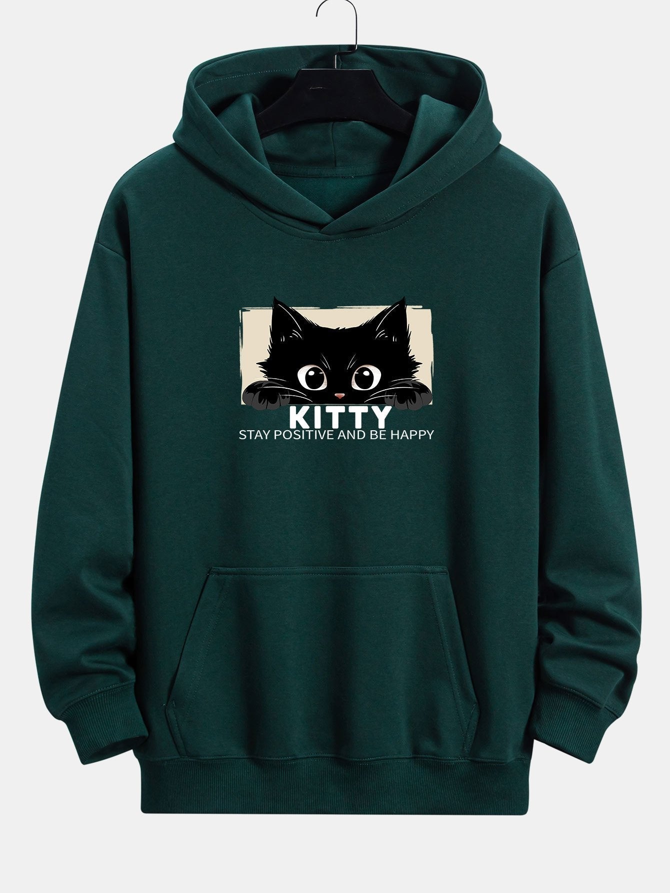 ALVARDE Black Cat Print Hoodie