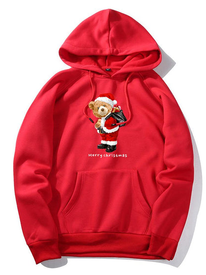 ALVARDE Christmas Bear Print Hoodie