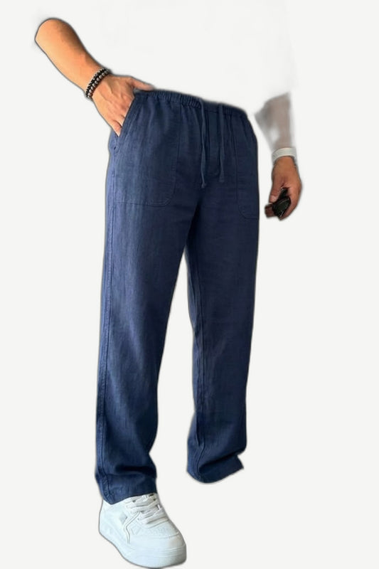 ALVARDE Keten İpli Lacivert Pantolon