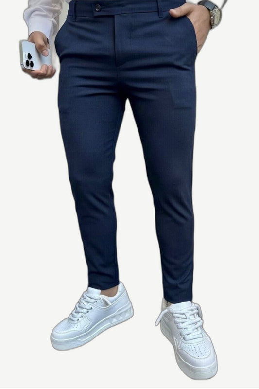 ALVARDE Slim Fit Likralı Kumaş Lacivert Pantolon