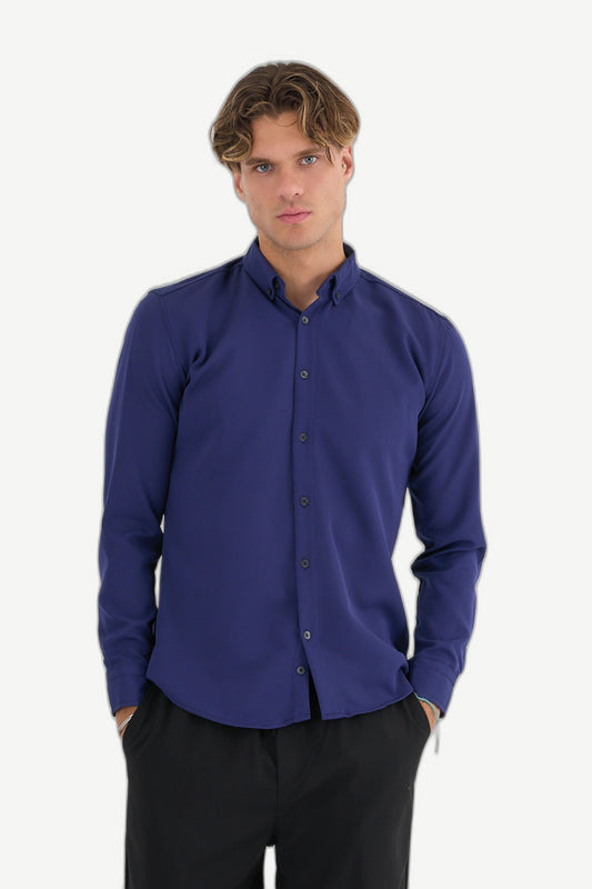 ALVARDE Slim Fit Yumuşak Teri Emen Kolay Ütü Nefes Alan Erkek Gömlek