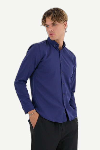 ALVARDE Slim Fit Erkek Lacivert Gömlek
